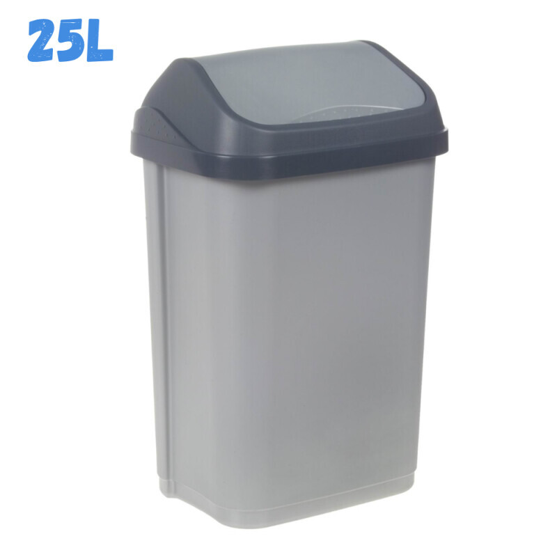Odpadkový koš s kyvným víkem 33,5x25,5x53,5 25L stříbrná (5/krt)