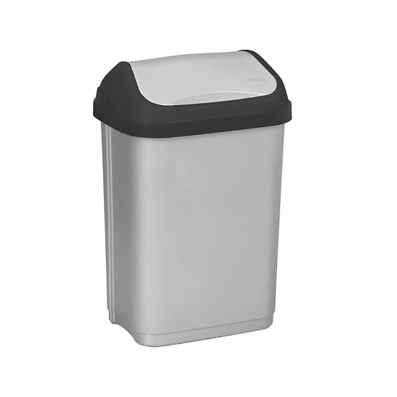 Odpadkový koš s kyvným víkem 25,5x19x38 10L stříbrná (6/krt)