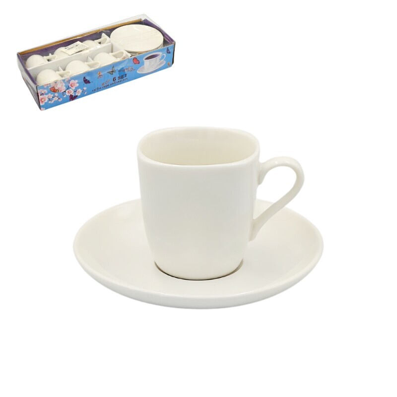 Set hrnek keramický s podšálkem 6*90ml (24/krt)