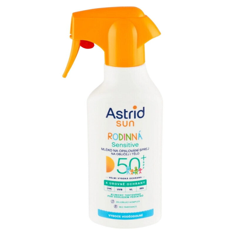 Astrid Sun Rodinné Mléko Na Opalování Sensitive Sprej OF50+ 270ml