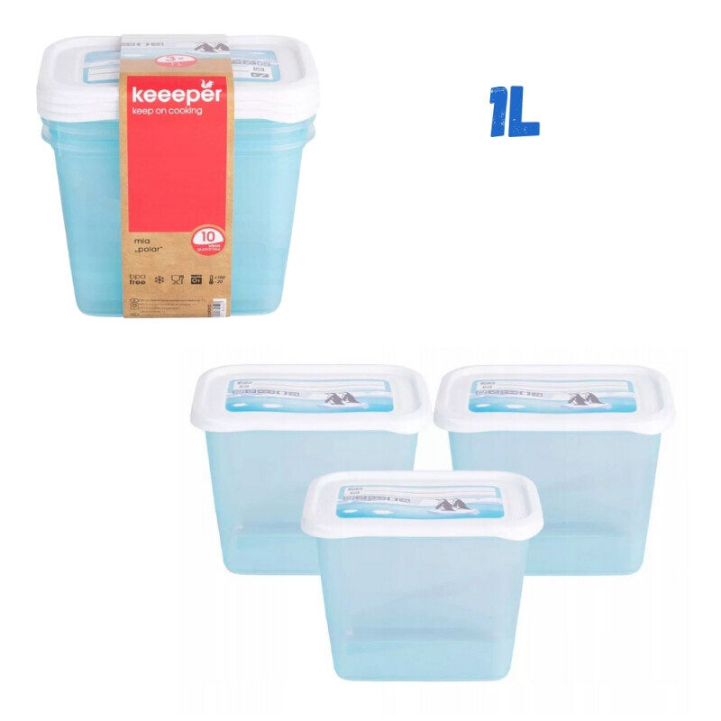 Set dóz+popisovatelným víčkem 3x1L modrá(6/krt)