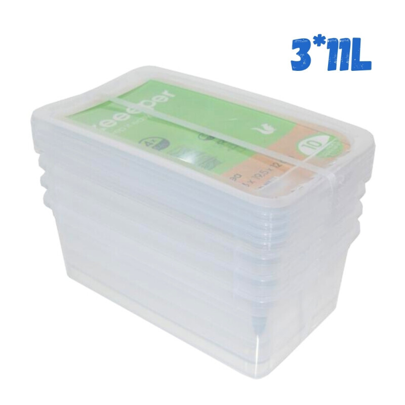 Úložný box+Otočný ventilační vík set 3x11L průhl.(3/krt)
