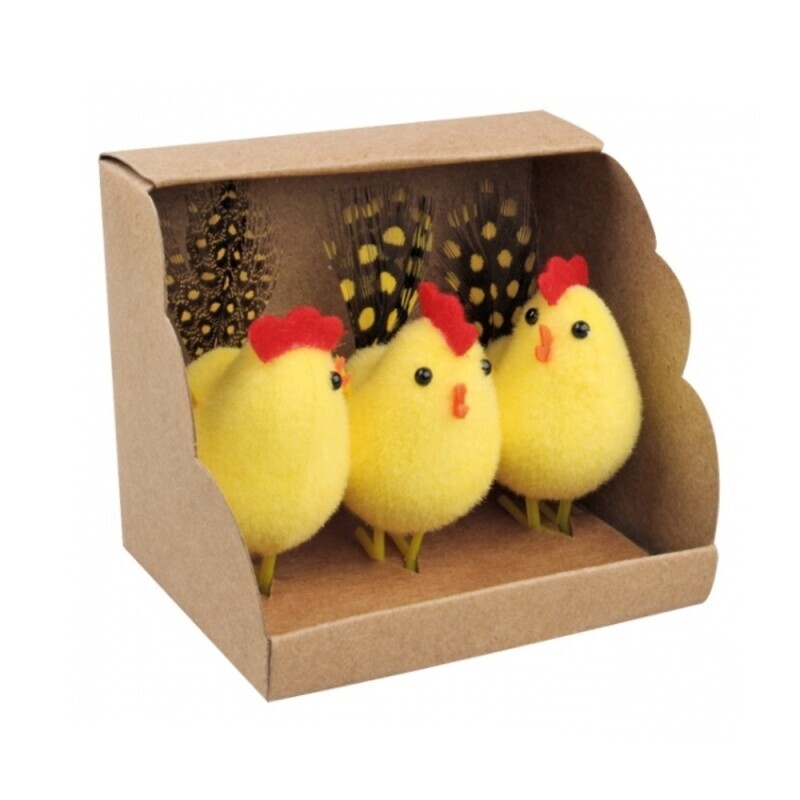Velikonoční kuřátka 6cm/3ks v papírové krabičce (12/bal 576/krt)