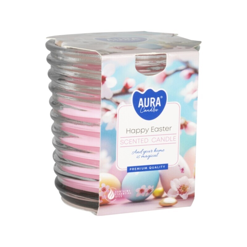 Bispol Svíčka ve skle SNW80-1/130g Happy Easter(6/krt)