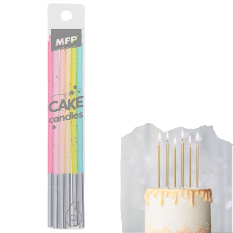 MFP Dortové svíčky 6ks 14cm duhové (60/krt)