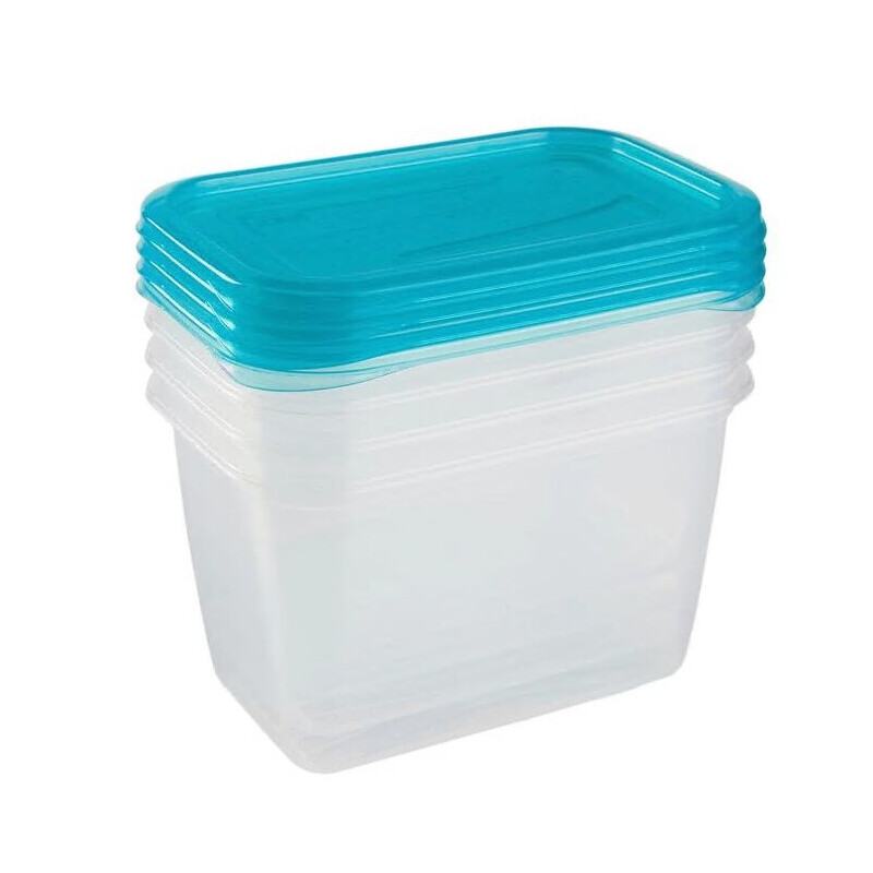Set dóz na potraviny 4x0,75L modrá-průhl.(6/krt)