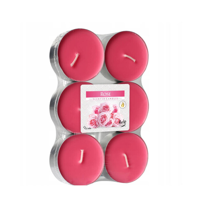 Bispol Svíčka čajová Maxi 6ks Rose (6/krt)