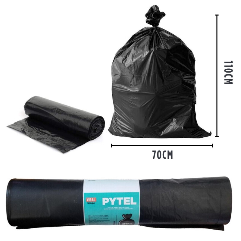 Pytel na odpad černý 110x70cm 20ks(10/krt)