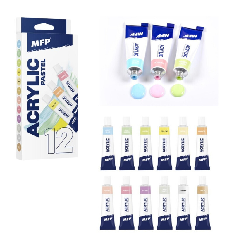 MFP Akrylové barvy set pastel+metal 12 x 12ml (12/krt)