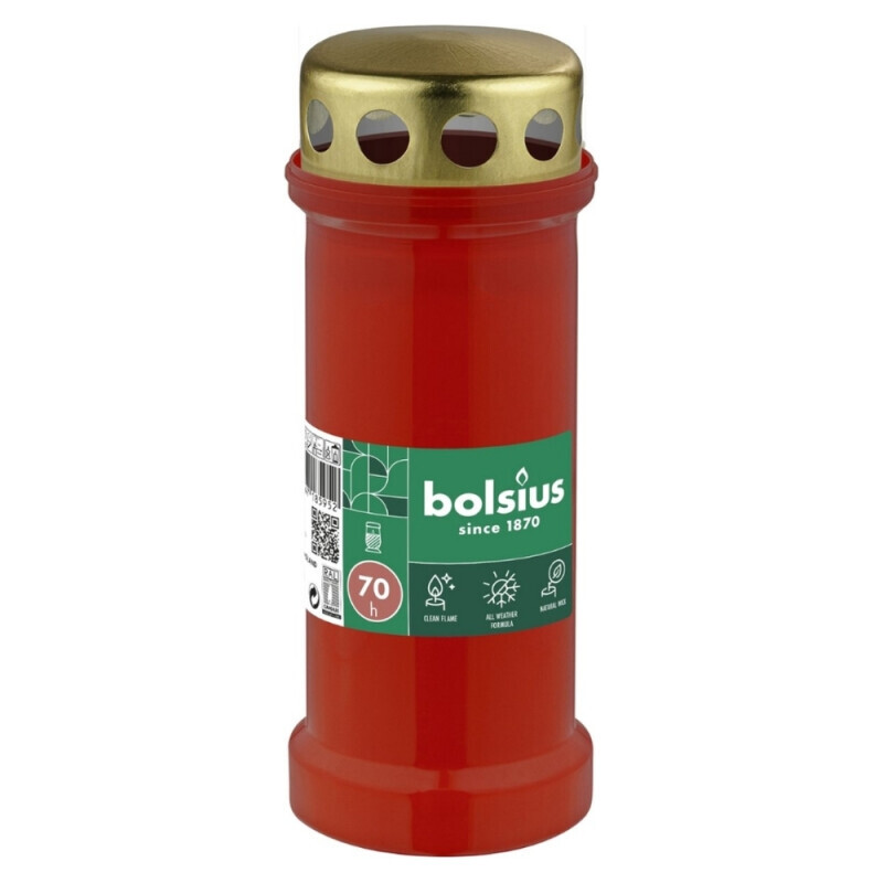 Bolsius Svíčka hřbitovní NR6L 70h Red (24/bal)