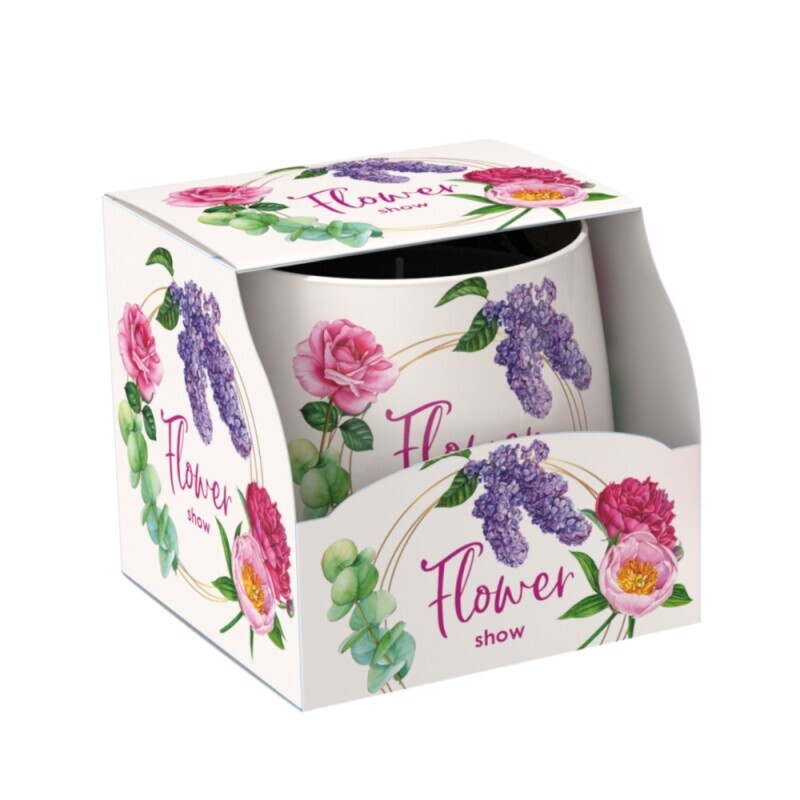 Santo 100g svíčka ve skle Flower Show(12/krt)