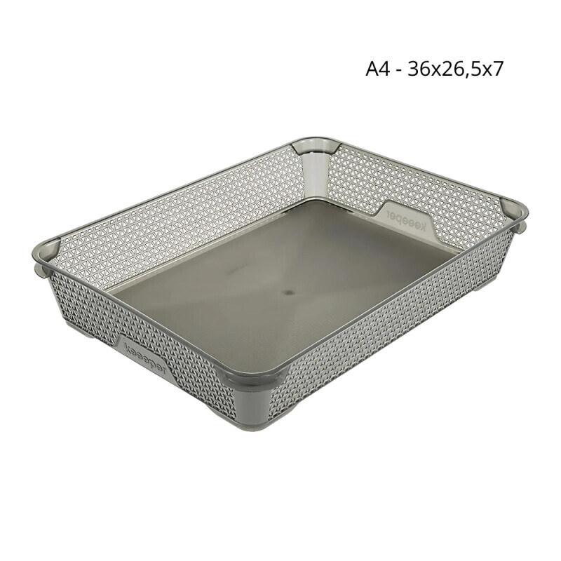 Mini košík A4 šedá 36x26,5x7(10/krt)