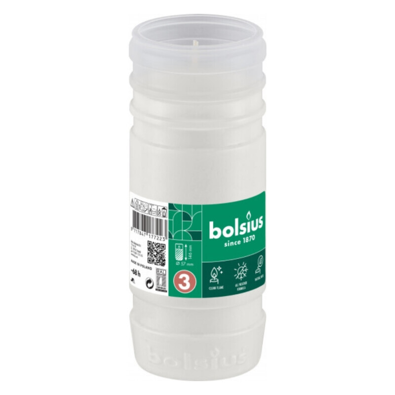 Bolsius Svíčka hřbitovní parafínová 68h/RP3 White (20/bal)