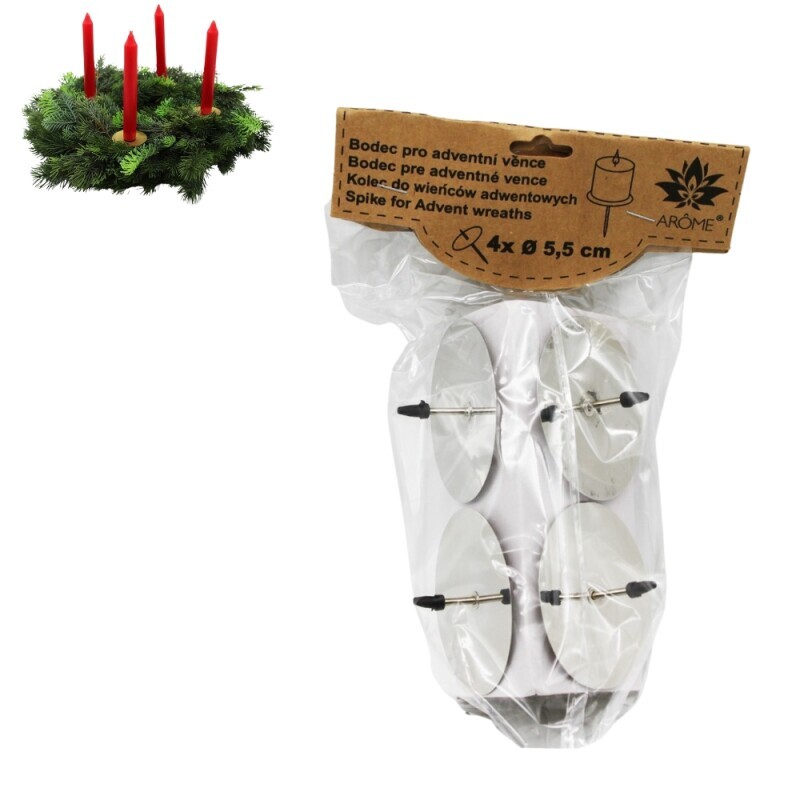 Arome Bodce na svíčky 4*5,5cm stříbrný lesklý (144/krt)