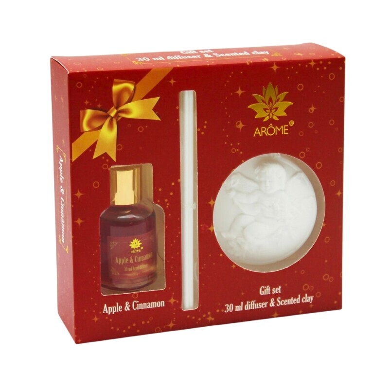 Arome Dár.sada 30ml difuzéru a vonného jílu, Apple and Cinnamon (24/krt)