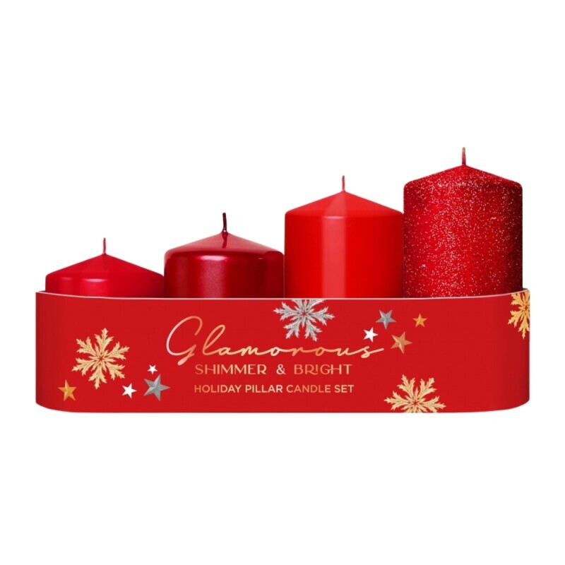 Bartek Svíčka adventní 4ks schody 50/55-70-85-100 Glamorous červený MIX (10/krt)