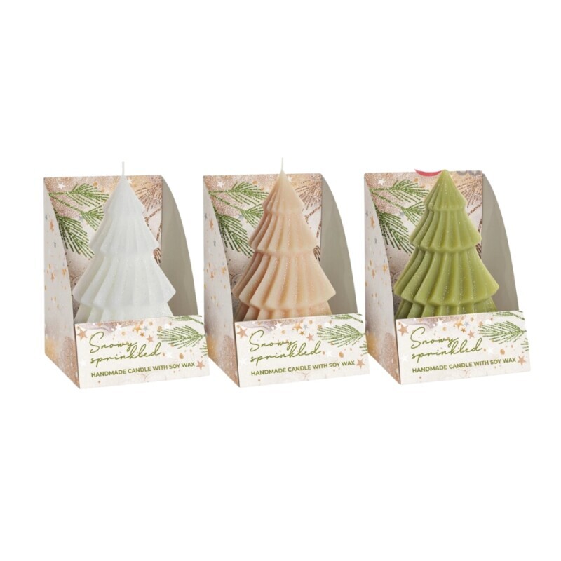 Bartek Svíčka Christmas Figure Snowy Sprinkled Tree 110 MIX (12/krt)