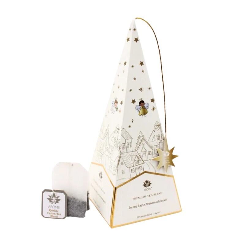 Arome čaj pyramid 20*2g zelený s citrónem a broskví, Andílci (50/krt)