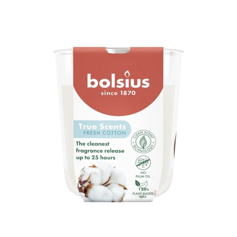 Bolsius Svíčka ve skle 80/73mm True Scents Fresh Cotton (6/krt)