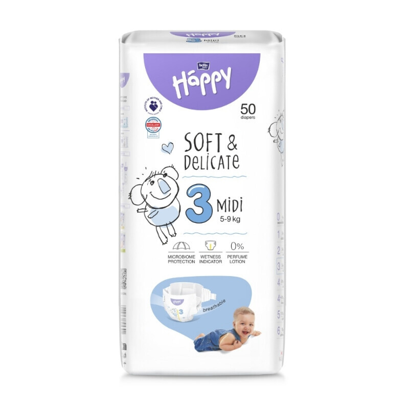 Bella Happy dětské pleny Midi 50ks (6/krt)