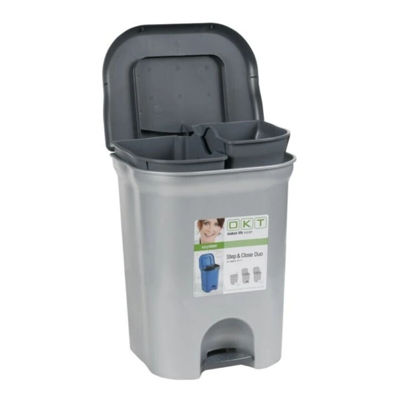 Nášlapný odpadkový koš 37,5x29,5x46 2x11 L stříbrná (2/krt)