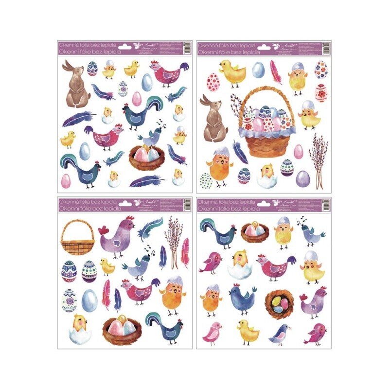 Velikonoční okenní fólie 30*33,5cm slepičky (72/bal 288/krt)