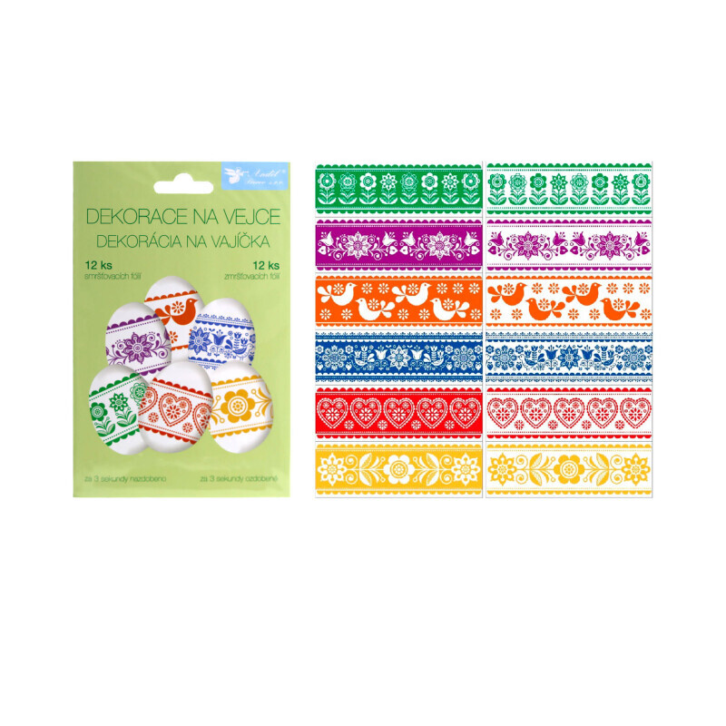 Velikonoční smršťovací fólie na vajíčka 12ks tradiční vzory (240/krt)