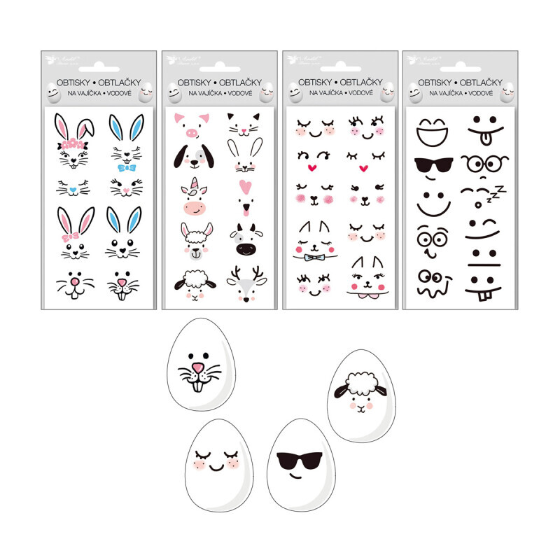 Velikonoční vodové obtisky na vajíčka Emoji (240/krt)