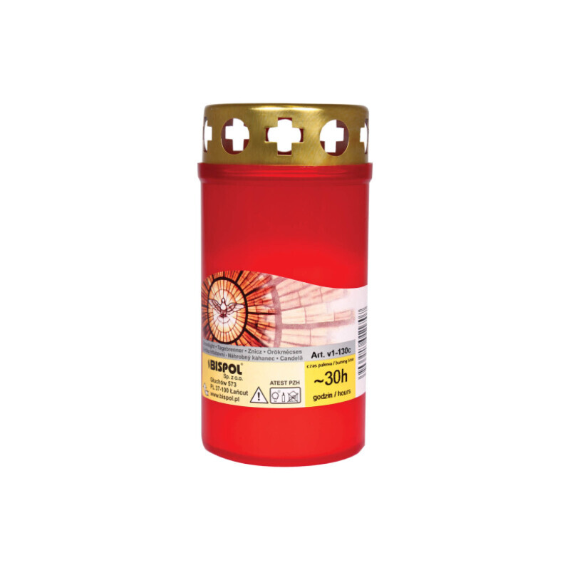Bispol Svíčka hřbitovní olejová s víčkem 30h/100g Red (20/bal)