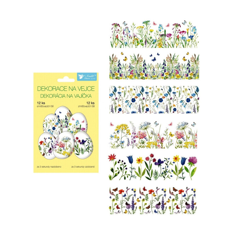 Velikonoční smršťovací fólie na vajíčka 12ks jemné květiny (240/krt)