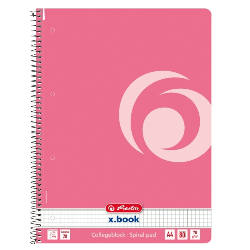 Herlitz Spirálový blok A4/80 čtver. CB Pink (5/bal 25/krt)