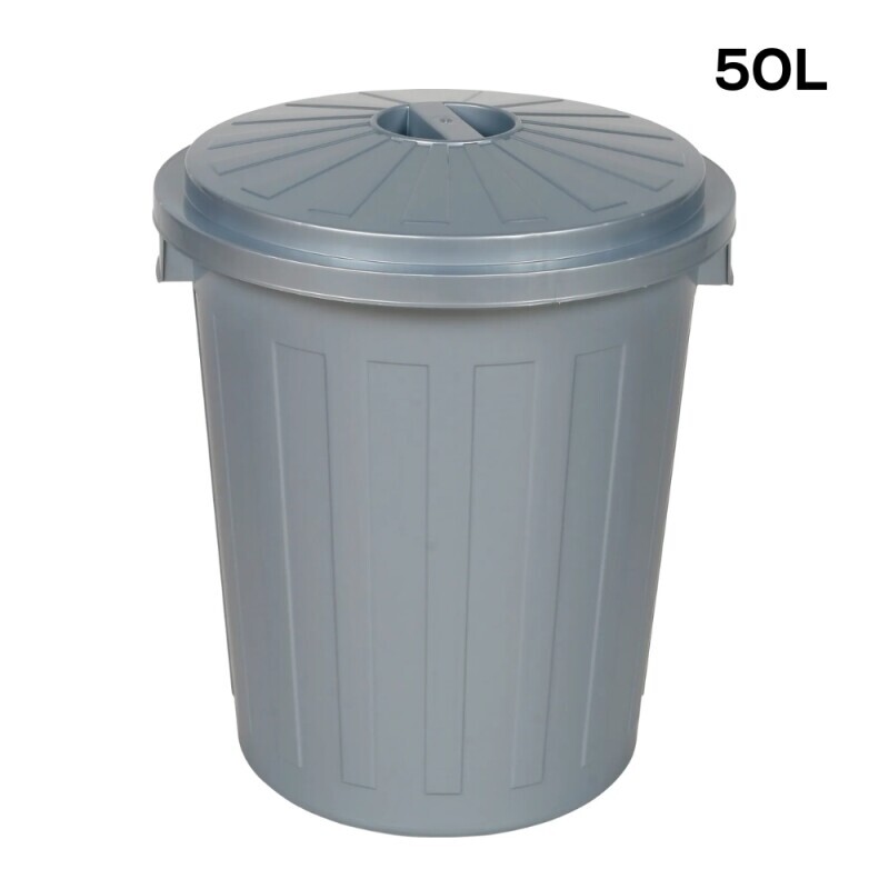 Odpadkový koš+víkem stříbrná 50L(6/krt)