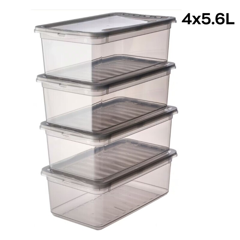 Úložný box+Otočný ventilační vík set 4x5,6L šedá(3/krt)