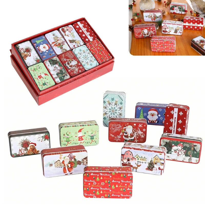 Vánoční dóza plechová 11.5*6.5*4cm (20/bal 120/krt)