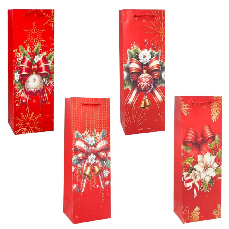 Vánoční dárková taška na víno 12*35*9cm (12/bal 960/krt)