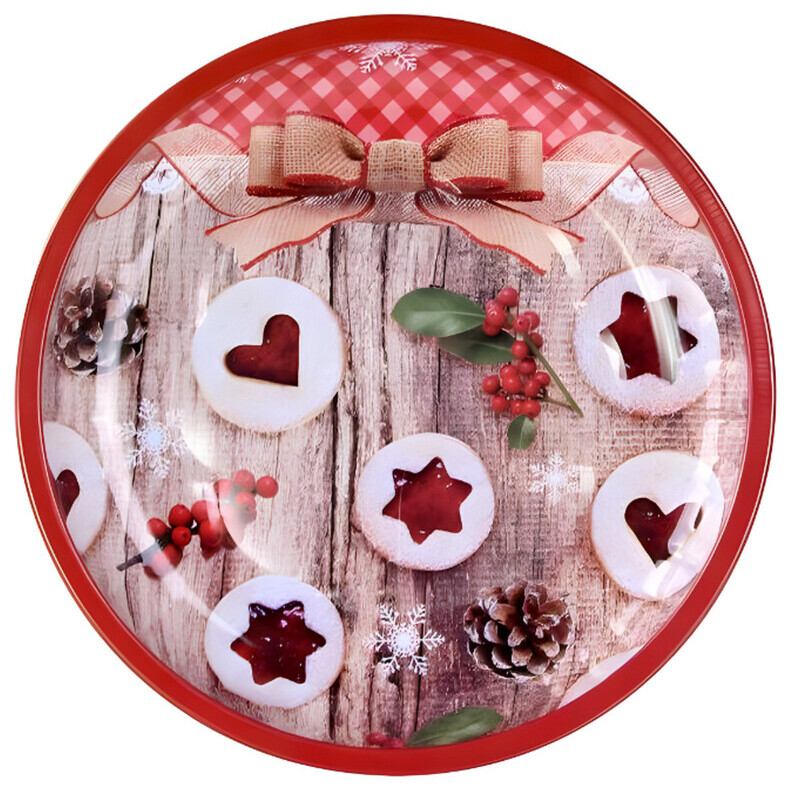 Podnos Vánoční Kulatý"Linecké" 26X2,5Cm Červená(24/bal)