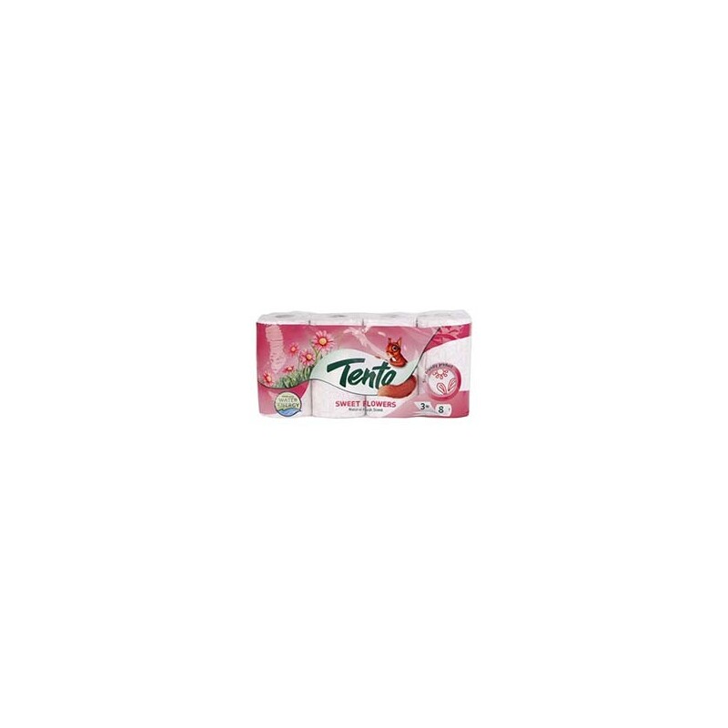 Tento Toaletní papír 8ks 3-vrstvý Ellegance Pink Decor (7/bal)