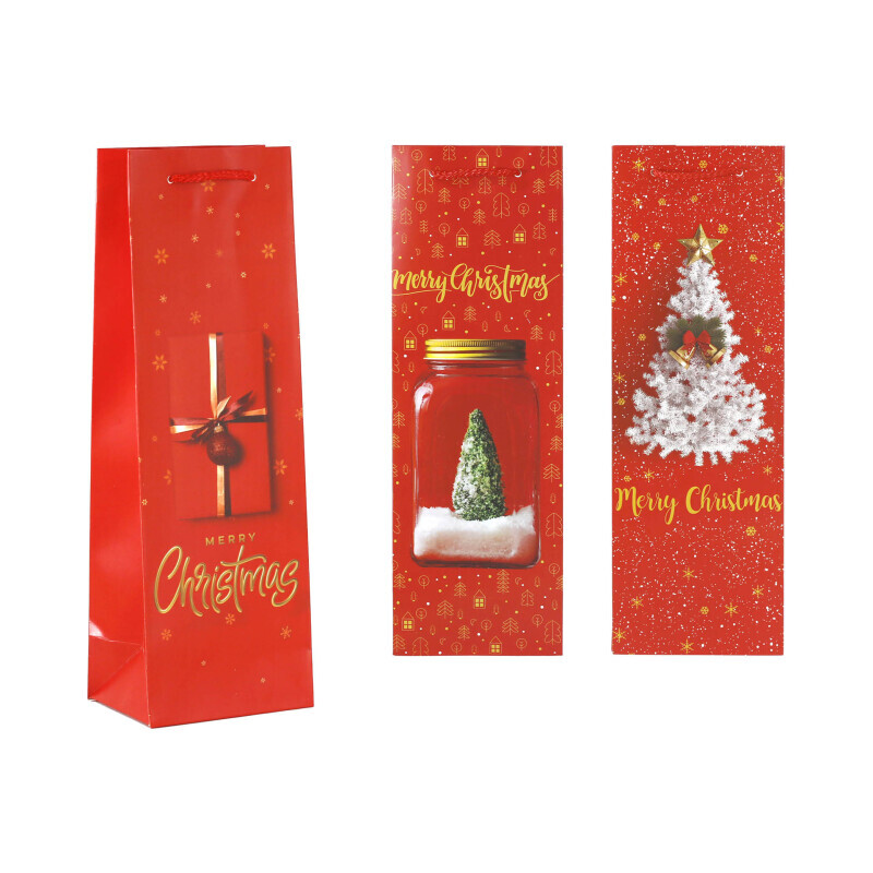 Vánoční dárková taška na víno 36*12*9cm 2022-13 (12/bal 840/krt)