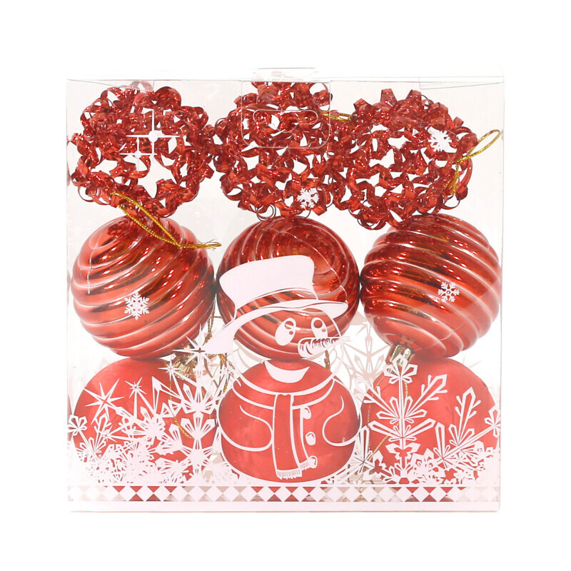 Vánoční dekorace koule 6cm/9ks Red (120/krt)