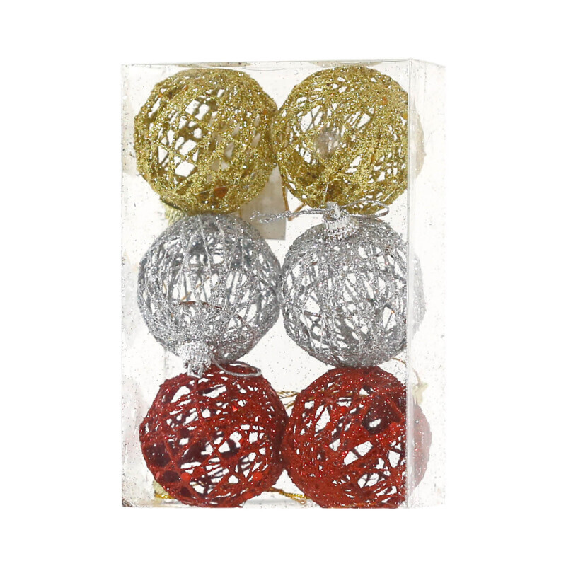 Vánoční dekorace glitr koule 5cm/6ks (192/krt)
