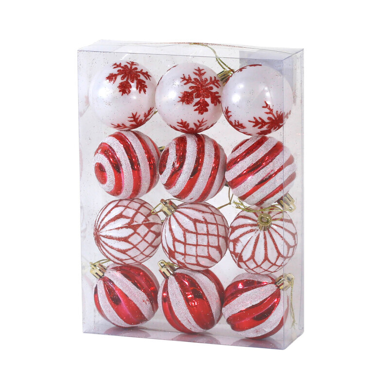 Vánoční dekorace koule 6cm/12ks Red&White (60/krt)