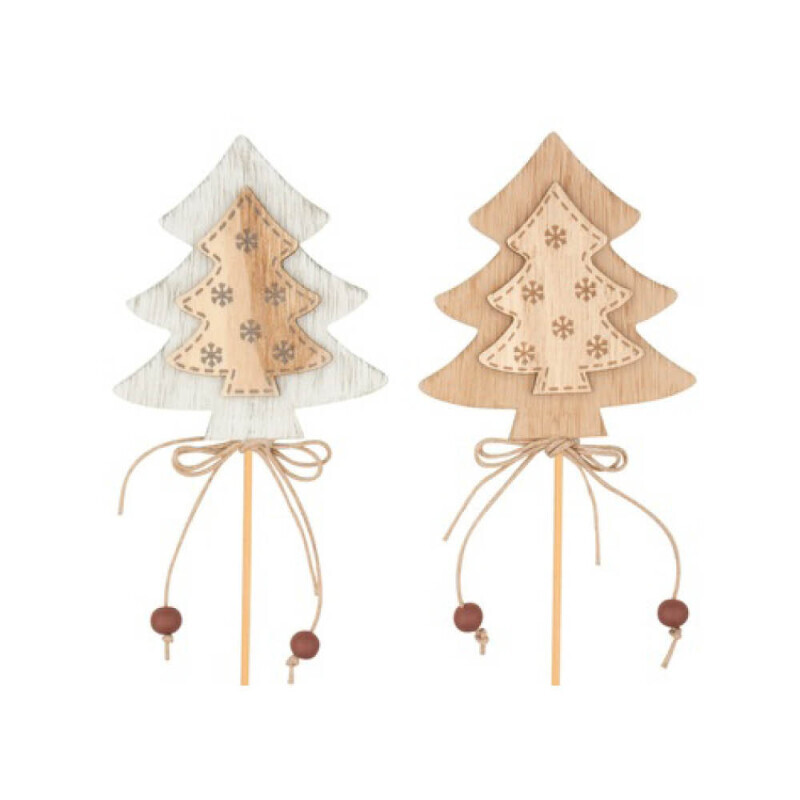 Vánoční dekorace na špejli dřev. Strom 8cm (12/bal 576/krt)