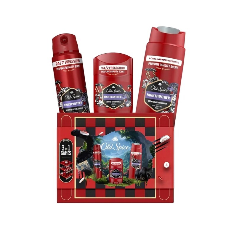 Old Spice Dár.sada M 250ml SG+150ml Spray+50ml Stick+žetony Night Panther (6/krt)