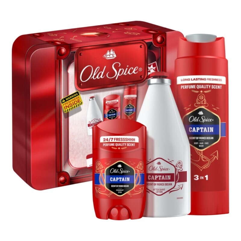 Old Spice Dár.sada M 250ml SG+50ml Stick+100ml AS kovový box Captain (6/krt)