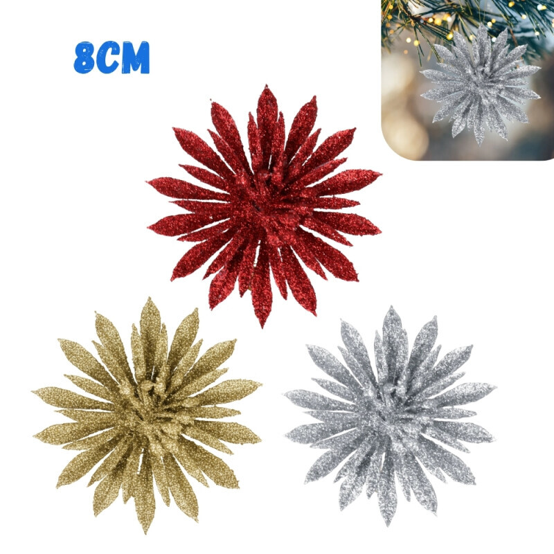 Vánoční dekorace květ 12ks/8cm (96/krt)
