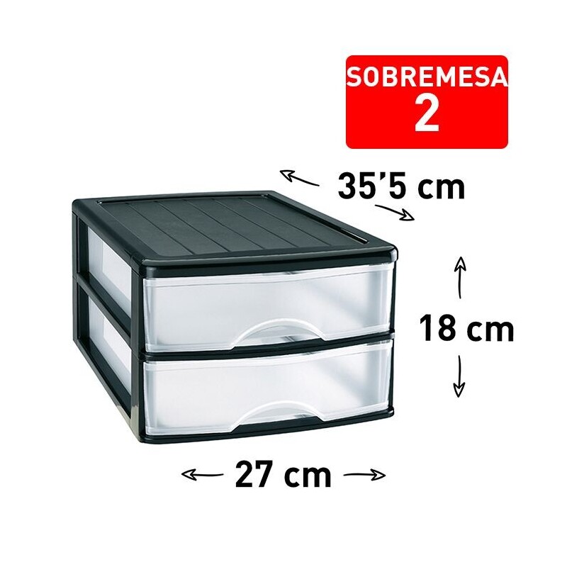 P.Forte Box se 2 zásuvkami černý 27x35,5x18,5cm