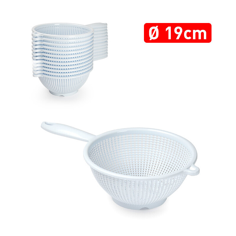 P.Forte Cedník plast s rukojetí 19cm White (12/bal)