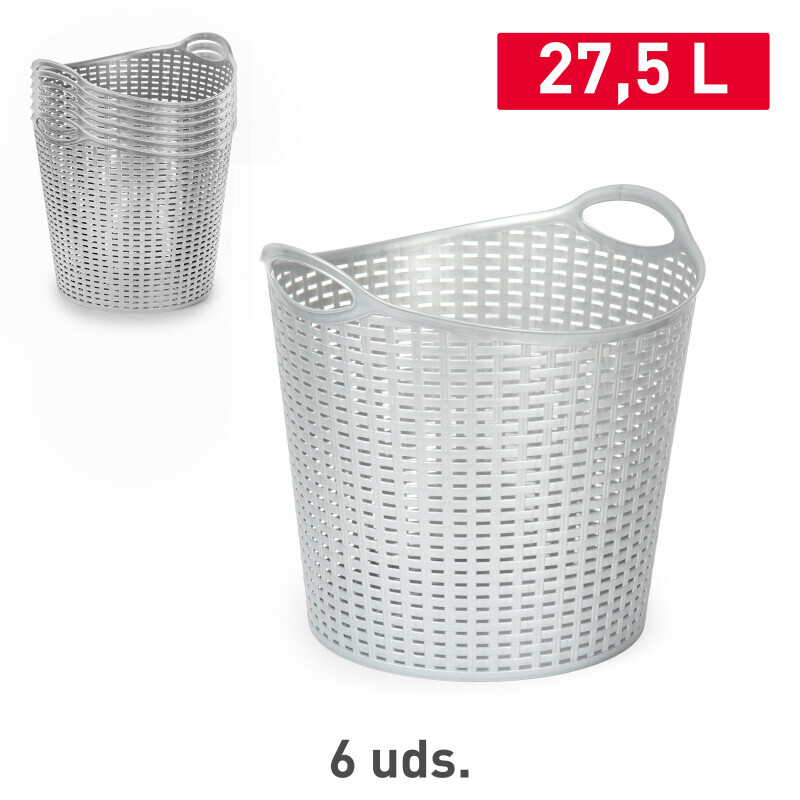 P.Forte Košík plast Rattan 27,5l Silver (6/bal)
