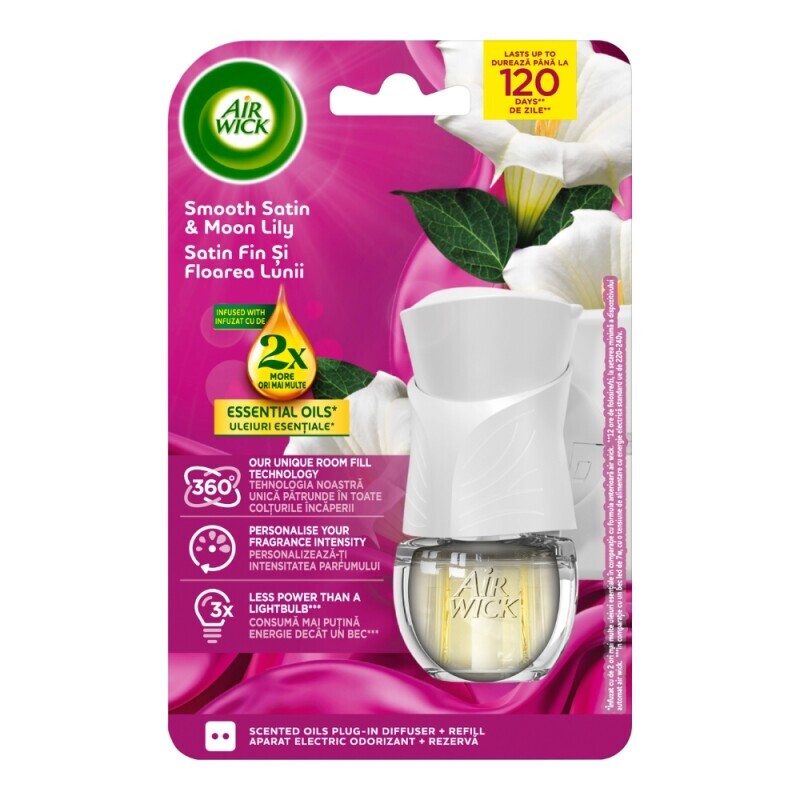 Airwick 19ml Electric komplet Jemný satén a měsíční lilie(6/krt)