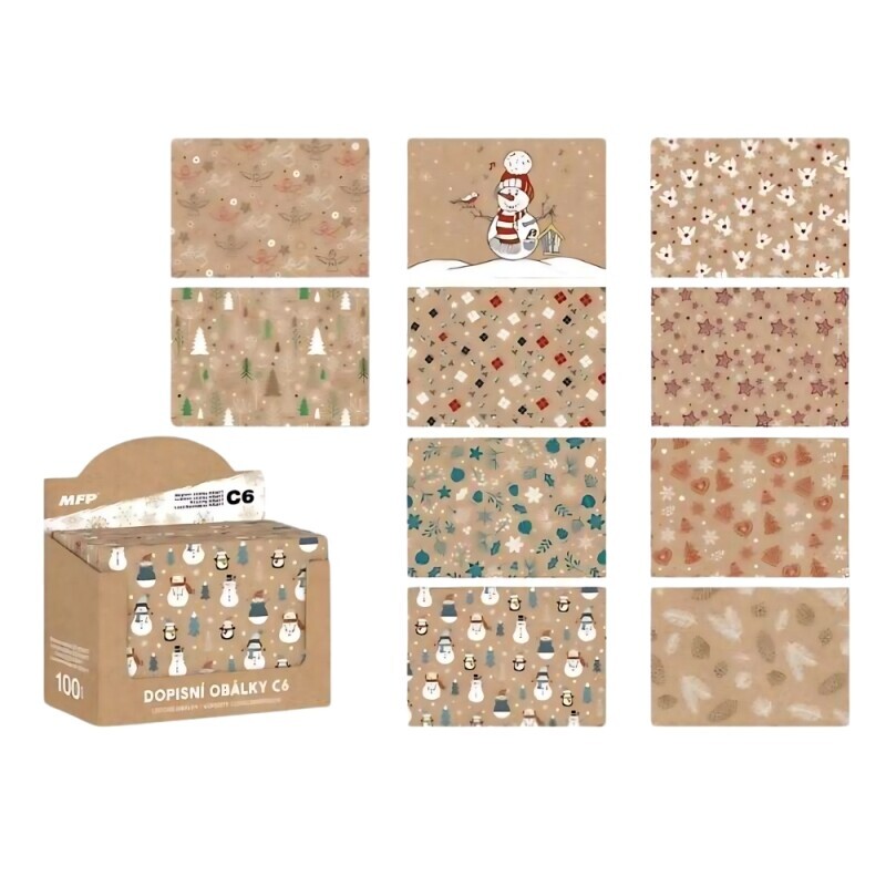 MFP Vánoční obálky C6 [11,4*16,2cm] KRAFT(100/bal)